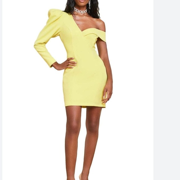 Lavish Alice Dresses & Skirts - Lavish Alice Neon Yellow single shoulder dress, size US 6